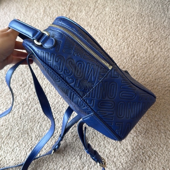 Love Moschino Blue Signature Embossed Classic Medium Backpack - Picture 5 of 13